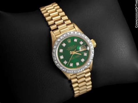 emerald green rolex watch|Rolex president ladies emerald watch.